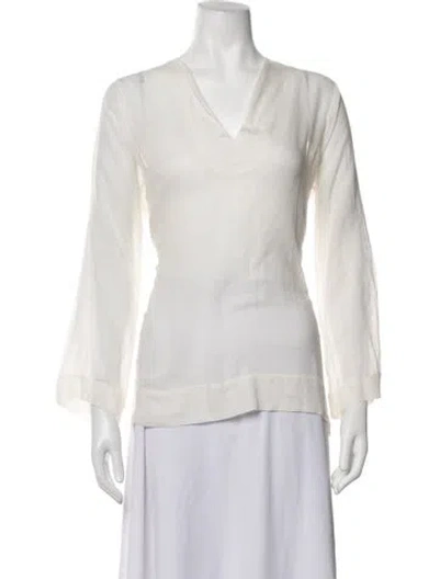 Pre-owned Dosa V-neck Long Sleeve Top In Neutrals