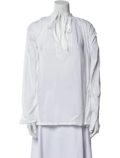 Pre-owned Dosa V-neck Long Sleeve Tunic In White