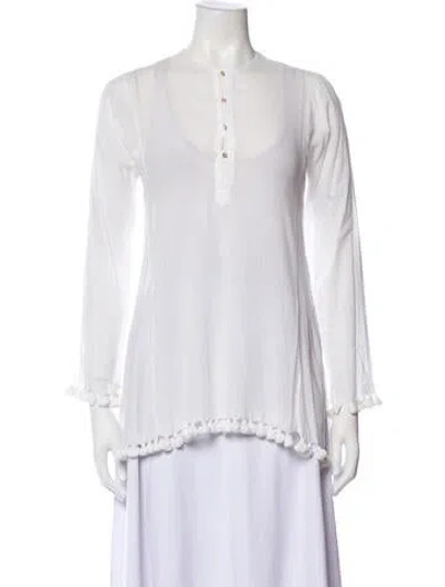 Pre-owned Dosa V-neck Long Sleeve Tunic In White