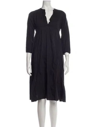 Pre-owned Dosa V-neck Midi Length Dress In Blue