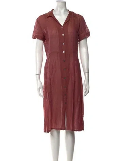 Pre-owned Dosa V-neck Midi Length Dress In Pink