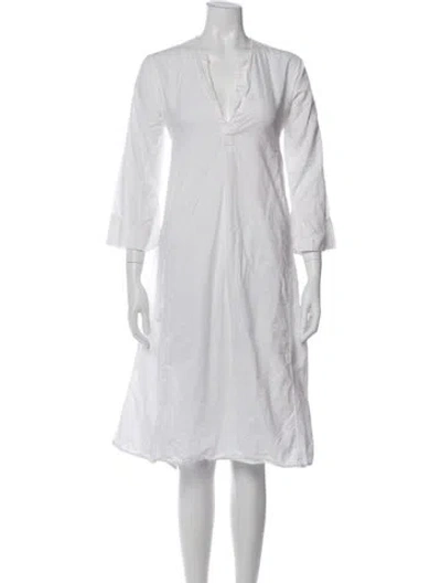 Pre-owned Dosa V-neck Midi Length Dress In White