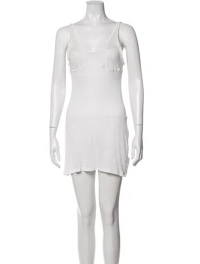 Pre-owned Dosa V-neck Mini Dress In White