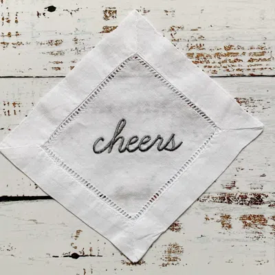 Dot & Army Cheers Cocktail Napkins Coasters In Charcoal Grey In White