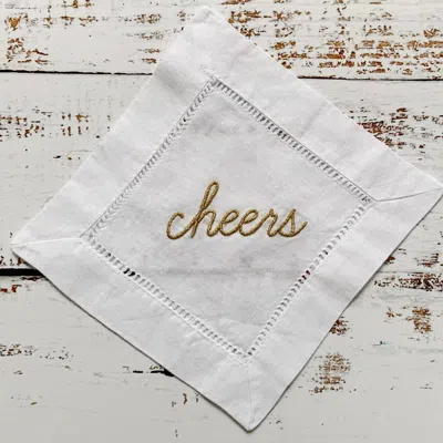 Dot & Army Cheers Cocktail Napkins Coasters In Gold In White