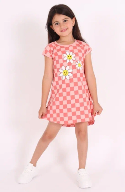 Dot Australia Kids' Daisy Checker Drop Back Dress In Pink