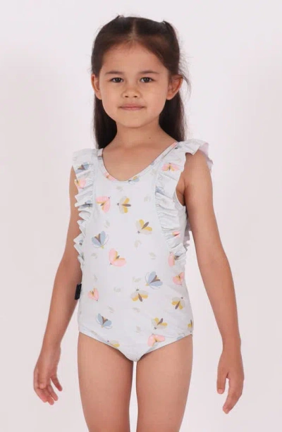 Dot Australia Kids' Enchanted Side Frill One-piece Swimsuit In Dusty Blue