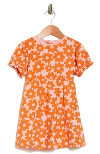 Dot Australia Kids' Floral Puff Sleeve Dress In Orange