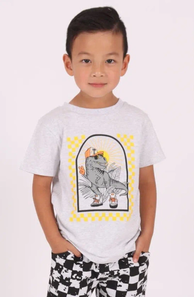 Dot Australia Kids' Peace Dino Graphic T-shirt In Grey Marle