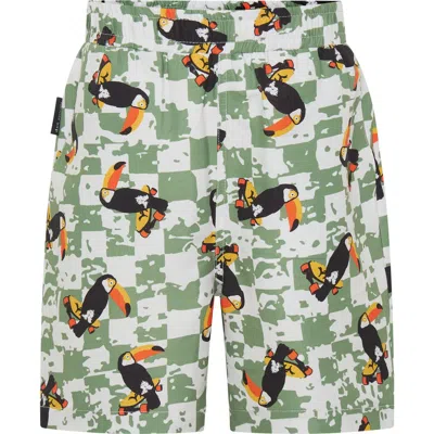 Dot Australia Kids' Pelican Check Swim Shorts In Green