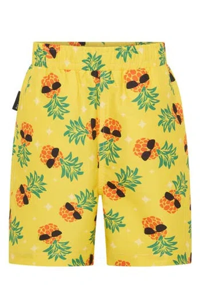 Dot Australia Kids' Pineapple Swim Trunks In Yellow