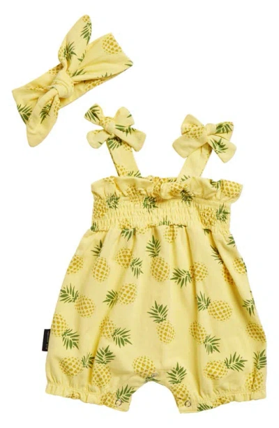 Dot Australia Babies'  Pineapple Balloon Romper & Headband In Lemon