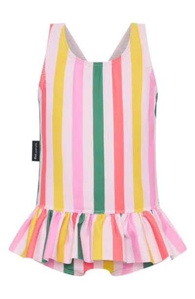 Dot Australia Babies'  Stripe Frill One-piece Swimsuit In Cream Multi