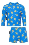 Dot Australia Thunder Long Sleeve Two-piece Rashguard Swimsuit In Blue