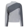 Dot Contrast Button Shoulder Knit Sweater In Gray