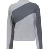 Dot Contrast Button Shoulder Knit Sweater In Gray