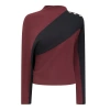 Dot Contrast Button Shoulder Knit Sweater In Multi