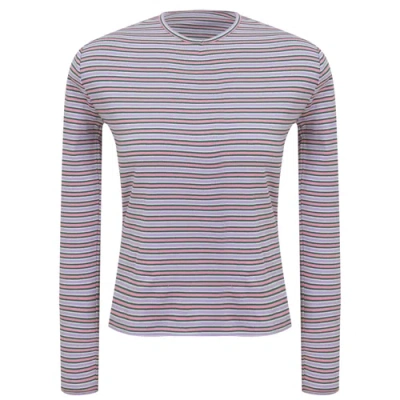 Dot Dolman V-neck Striped Long Sleeve Tee In Pink