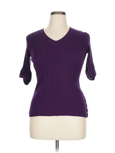Pre-owned Dots 3/4 Sleeve Top Purple Sweetheart Neckline Tops