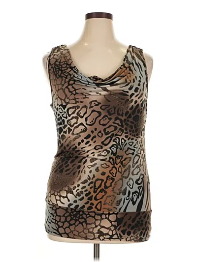 Pre-owned Dots Sleeveless Top Brown Cowl Neck Tops