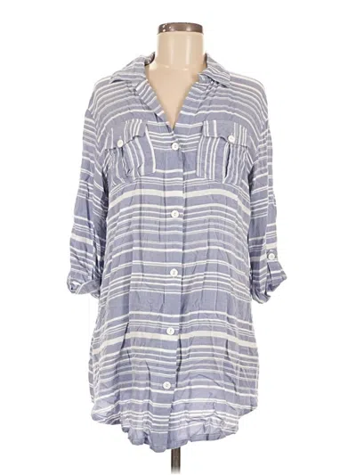 Pre-owned Dotti 3/4 Sleeve Button Down Shirt In Blue