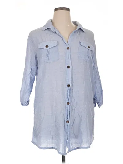 Pre-owned Dotti 3/4 Sleeve Button Down Shirt In Blue