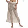 Dotti Crochet Drawstring Maxi Skirt In Beige In Yellow