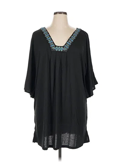 Pre-owned Dotti Short Sleeve Blouse In Black