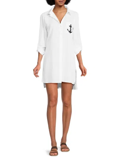 Dotti Women's Anchor Mini Cover Up Dress In White