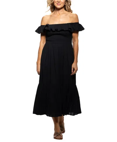 Dotti Women's Cotton On/off-the-shoulder Cover-up Dress In Black