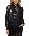 Dotti Women's Cotton Openwork Dot Cover-up Beach Shirt In Black