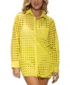 Dotti Women's Cotton Openwork Dot Cover-up Beach Shirt In Citrine