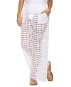 Dotti Women's Cotton Openwork Dot Drawstring-waist Pants In White
