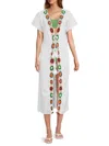 DOTTI WOMEN'S FLORAL EMBROIDERED COVER UP MIDI DRESS