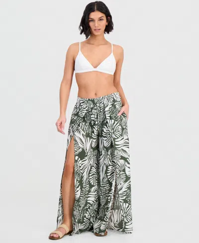 Dotti Women's Smocked-waist Cover-up Pants In Green