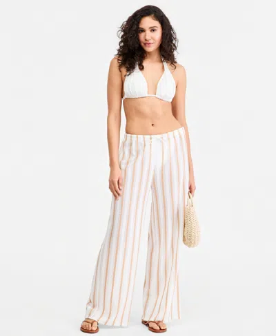 Dotti Women's Striped Swim Cover-up Pants In White
