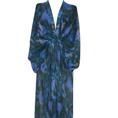 D'otto Women's Black / Blue Neró Kimono In Black/blue
