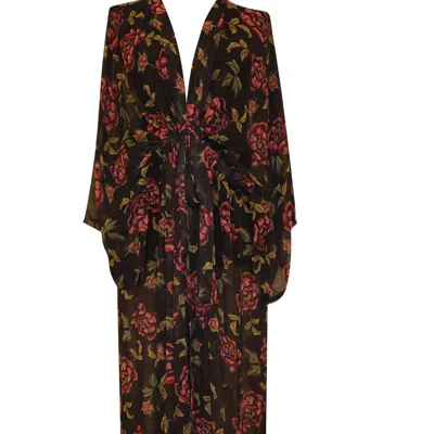 D'otto Women's Black / Red Rosaire Kimono In Black/red