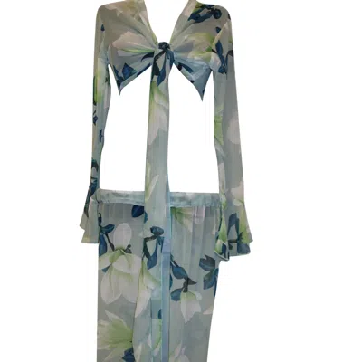 D'otto Women's Green / Blue / Yellow Algue Fleurie Cross Set In Green/blue/yellow