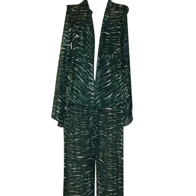 D'otto Women's Green / White Priscilla Shirt Set In Green/white