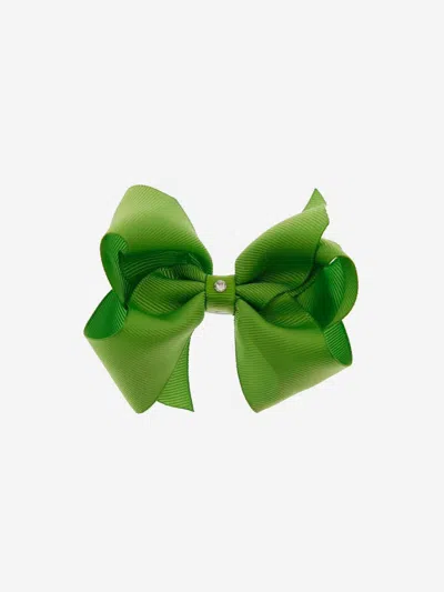 Dotty Daydreams Kids' Apple Bow Hairclip In Green