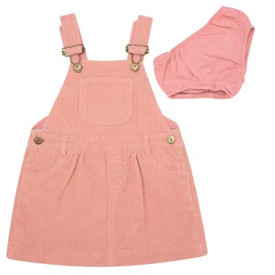 Dotty Dungarees Kids'  Chunky Cord Overall Dress In Pink