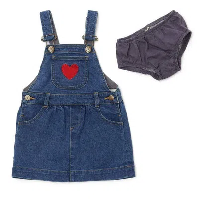 Dotty Dungarees Kids'  Denim Overall Dress In Blue