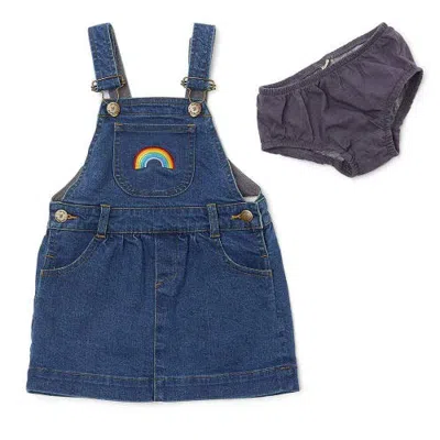 Dotty Dungarees Kids'  Denim Overall Dress In Blue