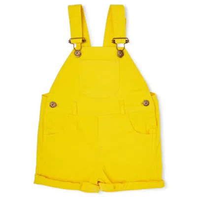 Dotty Dungarees Kids'  Denim Overall Shorts In Yellow