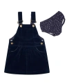Dotty Dungarees Girls' Cord Overall Dress - Baby, Little Kid, Big Kid In Navy Blue