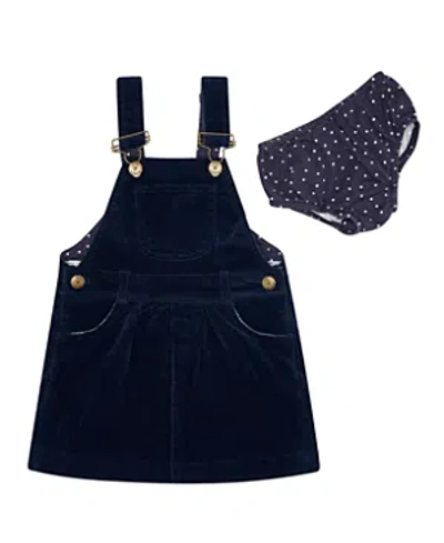 Dotty Dungarees Girls' Cord Overall Dress - Baby, Little Kid, Big Kid In Navy Blue