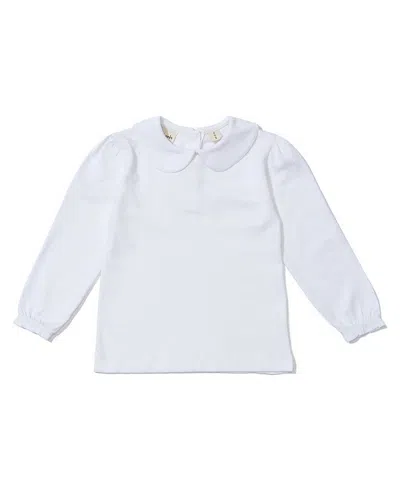 Dotty Dungarees Girls White Peter Pan Collar Top - Baby, Little Kid, Big Kid