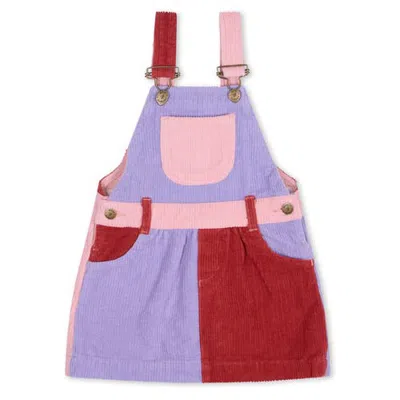 Dotty Dungarees Kids'  Patchwork Chunky Corduroy Overall Dress In Blue