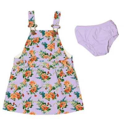 Dotty Dungarees Kids'  Print Overall Dress In Purple